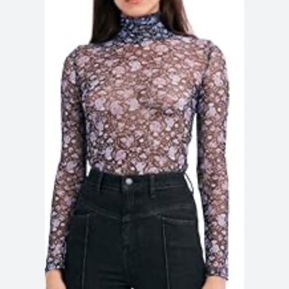 NWT BCBGeneration Women's Long Sleeve Mesh Turtleneck Top - Picture 3 of 6